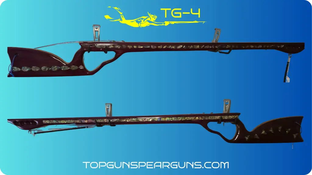 Topgun Speargun Exotic Wood Yellow Heart Pine inlay on both sides.webp