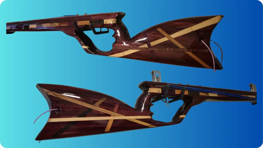 TG-7 Padauk with exotic wood inlay on both sides and top of the gun